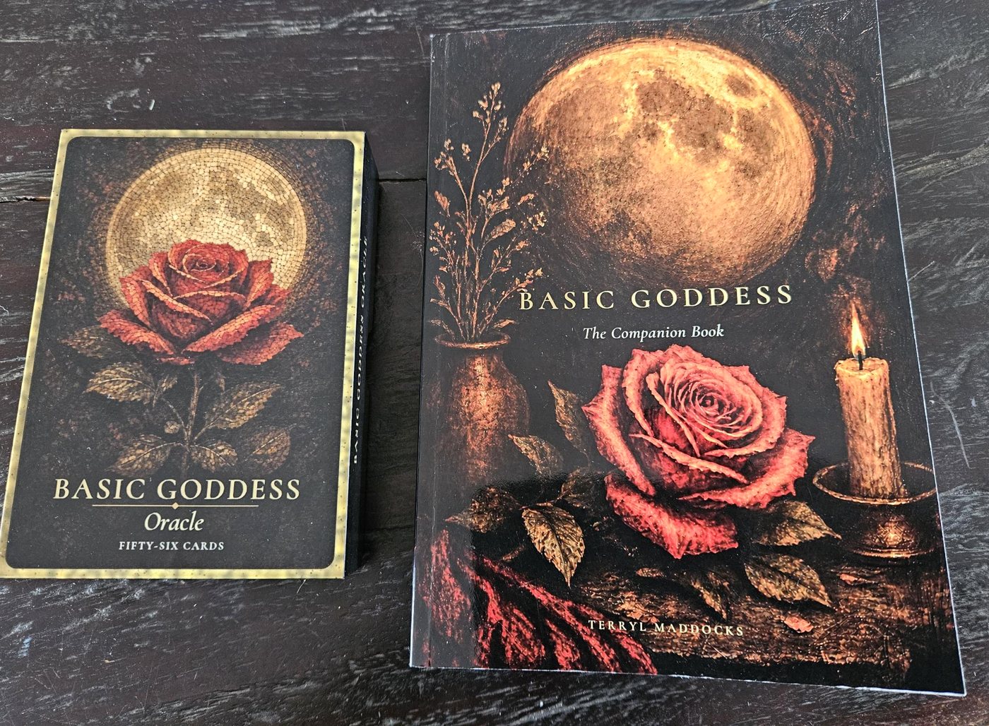 The Basic Goddess Oracle boxed set: the boxed card deck beside the companion book